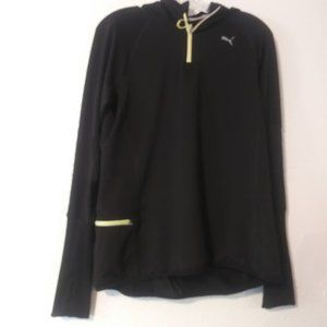 Puma women's size L black and yelllow lightweight hooded jacket